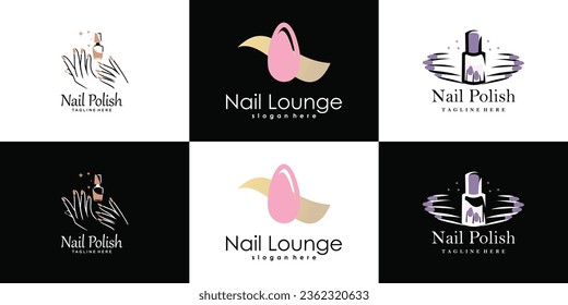 Nail polish logo collection with modern creative and unique concept design Premium Vector