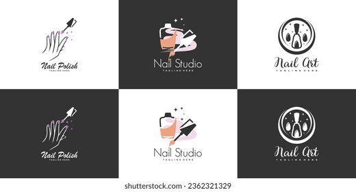 Nail polish logo collection with modern creative and unique concept design Premium Vector
