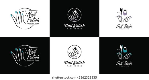 Nail polish logo collection with modern creative and unique concept design Premium Vector