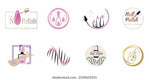 Nail polish logo collection with modern creative and unique concept design Premium Vector