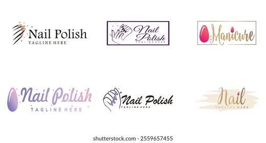 Nail polish logo collection with modern creative and unique concept design Premium Vector