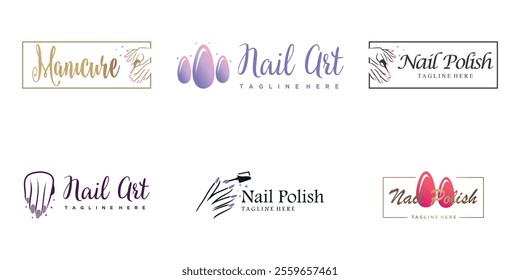 Nail polish logo collection with modern creative and unique concept design Premium Vector