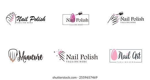 Nail polish logo collection with modern creative and unique concept design Premium Vector