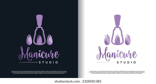 Nail polish logo with creative concept premium vector