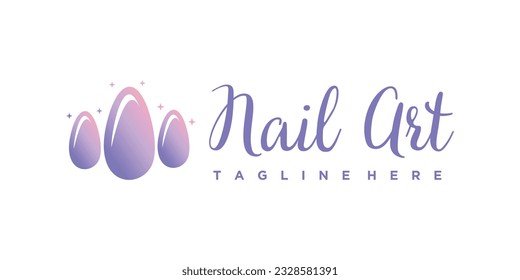 Nail polish logo with creative concept premium vector