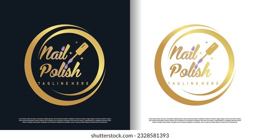 Nail polish logo with creative concept premium vector