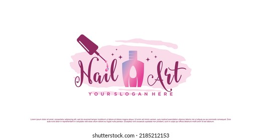 Nail polish logo design or nail art icon for beauty salon with creative concept Premium Vector