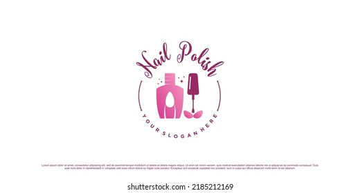 Nail polish logo design or nail art icon for beauty salon with creative concept Premium Vector