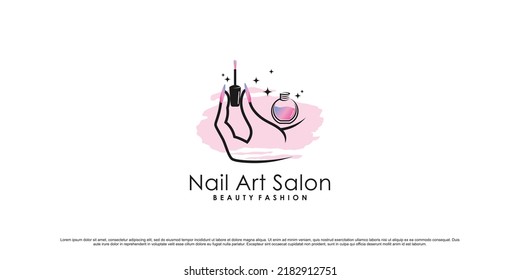 Nail polish logo design for nail beauty salon with creative element Premium Vector