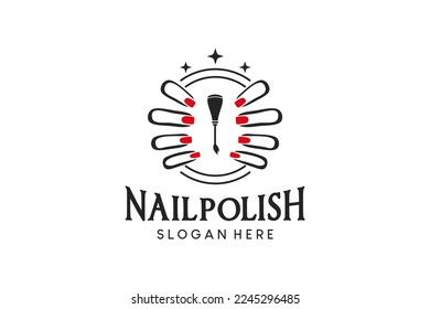 Diseño del logotipo de puño de uñas, logo del cuidado de uñas, belleza del estilo de vida, ilustración vectorial