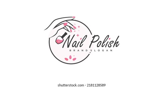 Nail polish logo design with creative unique style Premium Vector