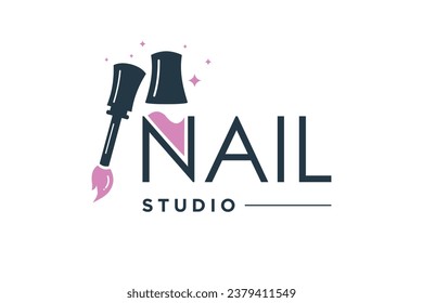 Nail polish logo design element vector with modern concept idea