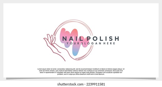 nail polish logo design with hand and circle concept