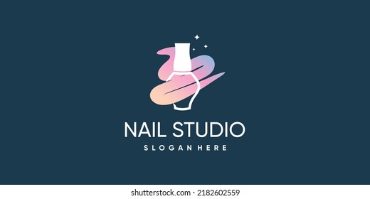 Nail polish logo design icon vector with unique element concept Premium Vector