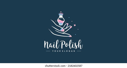 Nail polish logo design icon vector with unique element concept Premium Vector