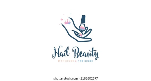Nail polish logo design icon vector with unique element concept Premium Vector