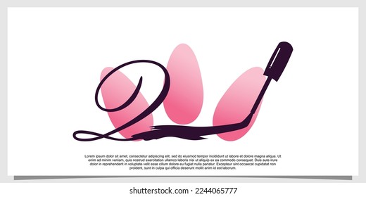 nail polish logo design with letter  concept