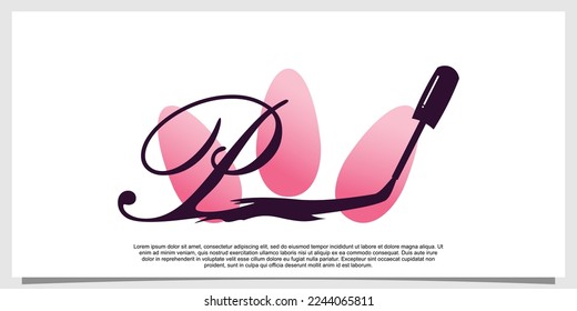 nail polish logo design with letter  concept