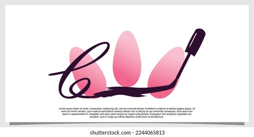 nail polish logo design with letter  concept
