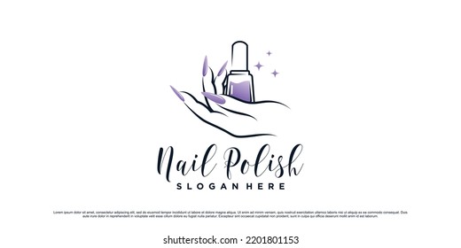 Nail polish logo design template for manicure studio with unique concept Premium Vector