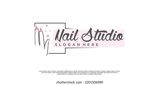 Nail polish logo design vector with creative unique style