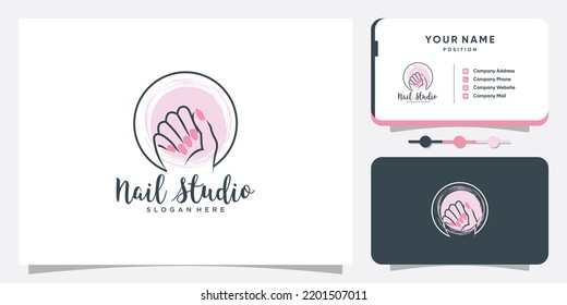 Nail polish logo design vector with creative unique style