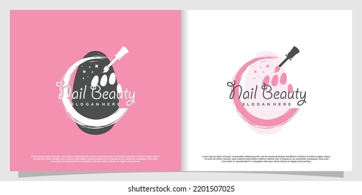 Nail polish logo design vector with creative unique style