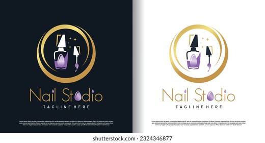 Nail polish logo icon with creative and unique concept premium vector