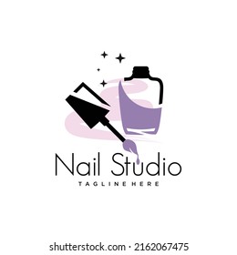 Nail polish logo icon with modern creative and unique concept design Premium Vector