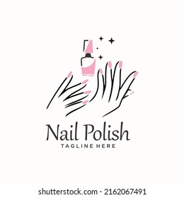 Nail polish logo icon with modern creative and unique concept design Premium Vector