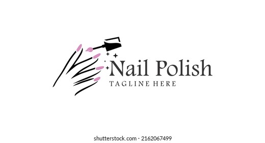 Nail polish logo icon with modern creative and unique concept design Premium Vector