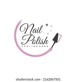 Nail polish logo icon with modern creative and unique concept design Premium Vector