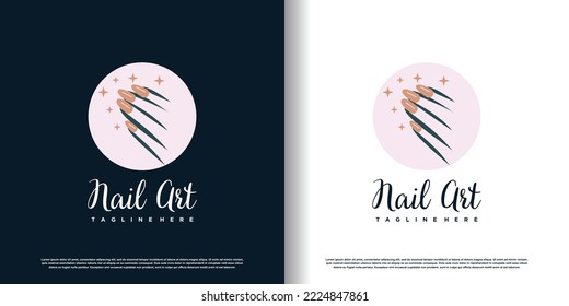 Nail polish logo icon with modern creative and unique concept premium vector