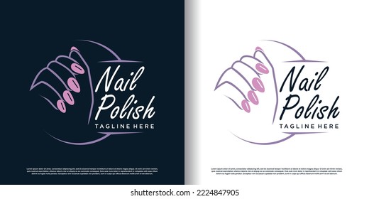 Nail polish logo icon with modern creative and unique concept premium vector