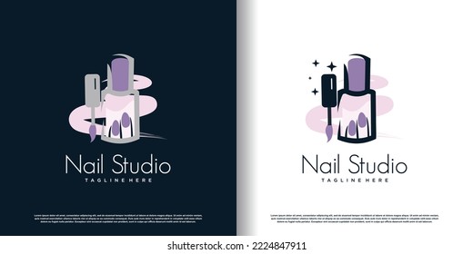 Nail polish logo icon with modern creative and unique concept premium vector