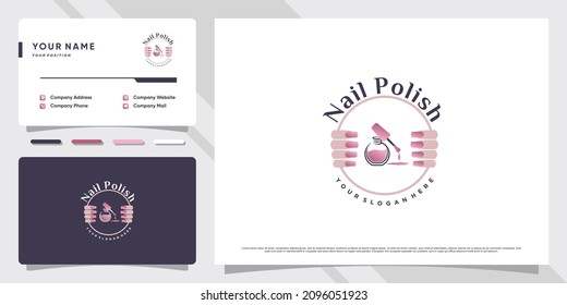 Nail polish logo illustration with creative concept and business card design Premium Vector