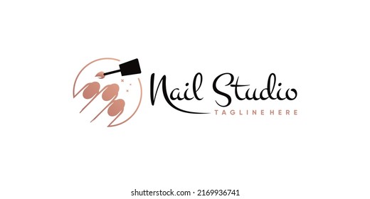 Vector de logotipo de puño de uñas con concepto creativo moderno Vector Premium