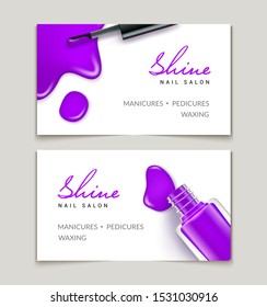 Nail polish makeup card template design. Manicure beauty business card background.