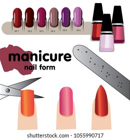 nail Polish, manicure, nail form, scissors
