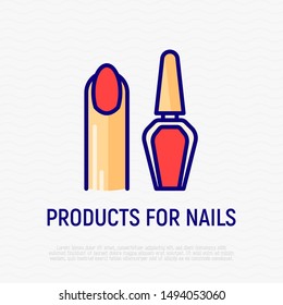 Nail polish and manicure thin line icon. Vector illustration for beauty shop.