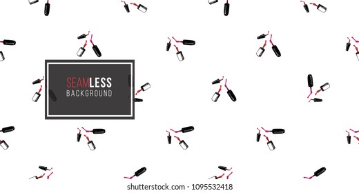 Nail polish manicure vector seamless pattern with nails brushes set. Paint brush strokes art design. Cosmetic pattern, beauty salon decor, uniform concept.