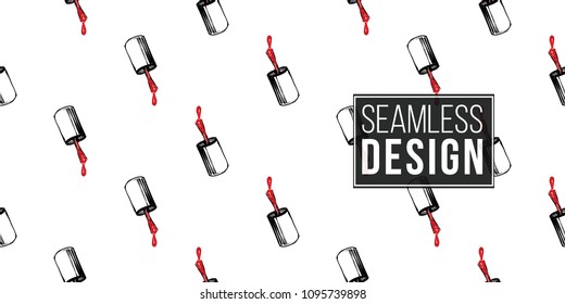 Nail polish manicure vector seamless pattern with nails lacquer brush. Paint brush strokes art design. Cosmetic pattern, beauty salon decor, uniform concept.