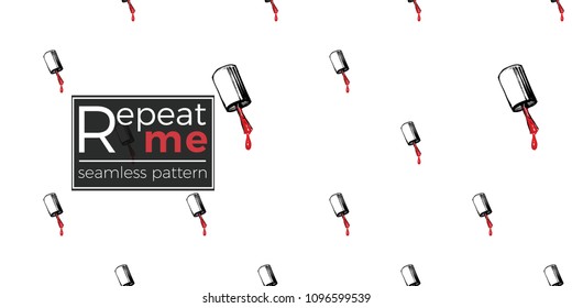 Nail polish manicure vector seamless pattern with nails lacquer brush. Paint brush strokes art design. Cosmetic pattern, beauty salon decor, uniform concept.