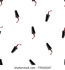 Nail polish manicure vector seamless pattern with enamel brush with drop. Watercolor art graphic icons on white background. Fashion illustration, beauty salon logo, uniform concept.
