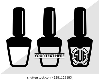 Nail Polish Monogram Vector Illustration Silhouette