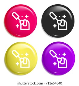 Nail polish multi color glossy badge icon set. Realistic shiny badge icon or logo mockup