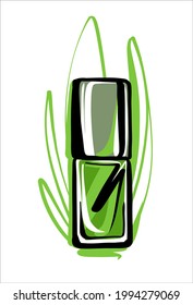 Nail polish on an isolated background. A bright illustration in the style of a fashionable sketch by hand.