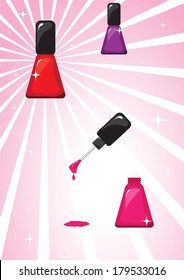 Nail polish on a pink background