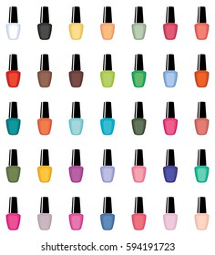 Nail polish on a white background isolated. Manicure. Vector