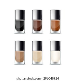 Nail Polish Packaging Package Pack Bottle for Manicure Vector Isolated on White Background